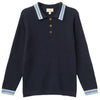 Boys' Knitted Waffle Polo Long-Sleeved Polo - Navy Comb.