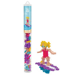 The Plus Plus Tube - Surfer Girl is a colorful STEM toy tube filled with interlocking pieces, perfect for creative play and fine motor skill building. Includes instructions to build a surfer girl model.