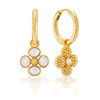 Berry Clover Hoop Earrings with Double Sided Charm - Mother of Pearl