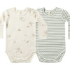 Baby Jersey Bodysuit, 2-Pack - Fox Land/Fern Stripe