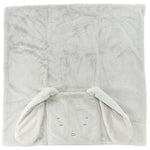 The Bloom Tuck Me in Blanket by Bunnies By the Bay features an embroidered bunny face and floppy ears, making it the perfect baby shower gift.