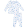 Baby Girls' Long Sleeve Ruffle Top and Pant - Blue Bows and Flowers