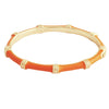 Bamboo Hinged Bangle - Gold/Clementine Enamel