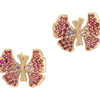 Butterfly Stud Earrings - Pink Pave