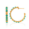 Berry Gem Medium Hoop Earrings - Turquoise