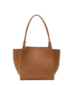 The Small Victoria Tote by Victoria Beckham, crafted in smooth calf leather, features two handles, subtle stitching, and a minimalist design, displayed against a plain white background.
