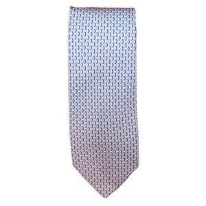 Canali's Printed Tie boasts a subtle blue and white geometric micro pattern on a crisp silk background.