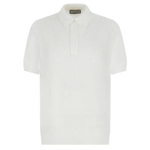 The White Micro-Structured Cotton Polo Shirt by Canali is crafted from micro-textured cotton, featuring a classic collar and buttonless placket, ideal for effortless summer looks.
