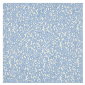 The Silk Pocket Square by Canali features an elegant design with a dense pattern of light blue floral shapes on a white background.