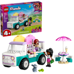 The LEGO® Friends Heartlake City Ice Cream Truck by Legos - Toyhouse is a fun building kit for kids, featuring two mini-figures, a rabbit, outdoor table, ice cream accessories, and the product box in the background.