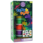 Floss and Rock’s Clay & Play - Dinosaur is a boxed air dry clay kit with 10 colors, character ideas, a silicone activity mat, and playful dinosaur-themed packaging with colorful illustrations.