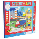 The Floss and Rock Magnetic Sticker Art - Construction set features trucks, cones, and a worker, with 8 scenes and 8 scratch-and-sniff sticker sheets. Perfect for ages 3+.