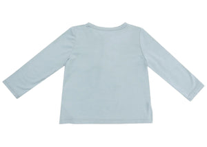 The Angel Dear Baby Boys' and Boys' Bamboo Long Sleeve Henley with Pocket is shown from the back in plain light blue, laid flat on a white background.