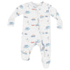 Baby 2-Way Bamboo Zipper Footie - Bubbly Tugboats