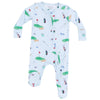 Baby 2-Way Bamboo Zipper Footie - Golf Things Blue