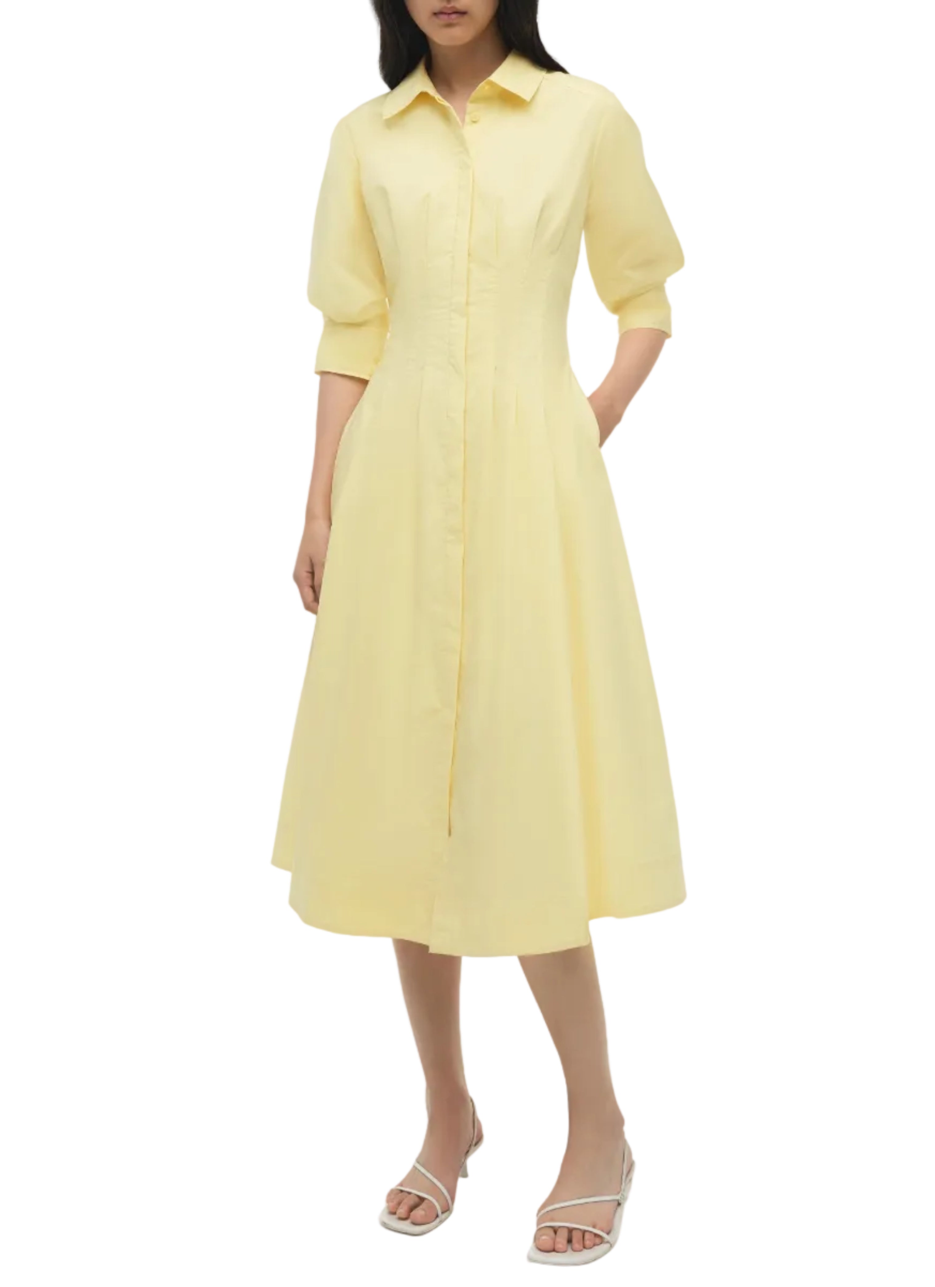 simkhai jazz pintuck midi dress Women's Cotton in Buttercream, Size XL Fishers Finery Women's Ecofabric ModelZ_Hoco Colour:MINT 41.5in low hip Size