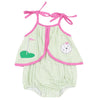 Baby Girls' Bamboo Swing Front Sunsuit with Applique - Green Golf Gingham - FINAL SALE