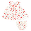 Baby Girls' and Girls' Jill Peter Pan Button Front Dress with Ric-Rac Trim and Diaper Cover - Watercolor Cherries & Gingham