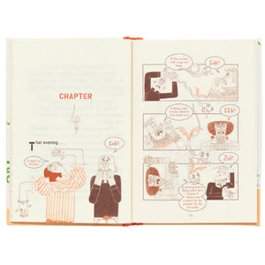 In *Aaron Slater and the Sneaky Snake* (Abrams), an illustrated spread shows a new chapter starting opposite a comic scene where Aaron, Vern the snake, and Zookeeper Fred react with speech bubbles: "Eek!" and "Zut!".