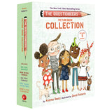The Questioneers Picture Book Collection (Books 1-5) by Abrams includes vibrant stories illustrated by David Roberts, featuring five children and a pencil on the cover.