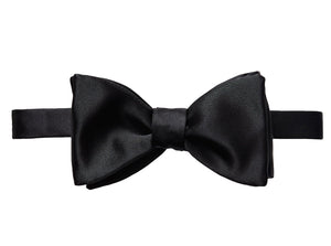 Eton Black Silk Bow Tie, Ready-Tied against a pristine white background.