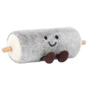 Jellycat’s Amuseables Goat Cheese is a plush toy shaped like creamy goat cheese, featuring a smiling face and corduroy feet—delightfully soft and whimsical!.