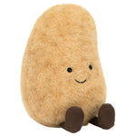The Jellycat Amuseables Potato is a plush toy featuring golden-brown fur, a smiling face, and soft brown feet—perfect for cuddles.
