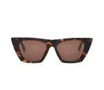 The Anine Bing Paris Sunglasses feature cat-eye tortoise acetate frames with brown tinted lenses, displayed on a white background.