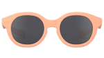 IZIPIZI #c Polarized Sunglasses feature round, unisex matte peach frames and dark polarized UV-protected lenses, shown on a white background.