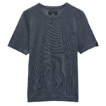 The Rag & Bone Aulton Knit Tee is a slim-fit, short-sleeve, crewneck sweater made from a dark gray lightweight wool blend, shown flat on a white background.