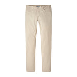 The Bingham Performance Five-Pocket Pant by Peter Millar is a pair of beige slim-fit pants with front and back pockets, crafted from Italian knit fabric for a refined look, and shown against a white background.