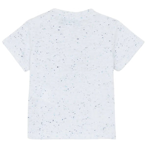 The Tartine et Chocolat Baby Boys' and Boys' Surfer Fish Tee features a white speckled design with short sleeves, capturing summer elegance.