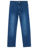 Tartine et Chocolat Baby Boys' and Boys' Cotton Jeans in marine navy feature a straight-leg fit, button and zip closure, front and back pockets, and subtle thigh fading—ideal for everyday wear.