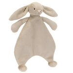 Snuggle with the Jellycat Bashful Beige Bunny Comforter, a plush beige stuffed animal made from recycled fibers. This adorable bunny has soft fur, floppy ears, and outstretched arms and legs—perfect for cuddling.