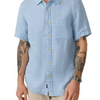 Short-Sleeve Palma Linen Shirt - Blue Basketweave - FINAL SALE