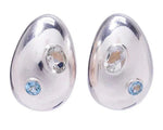 Sterling silver earrings and dotted with green amethyst and blue topaz stones by Lizzie Fortunato.