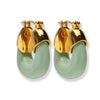 Organic Mini Gold Hoops - Seafoam