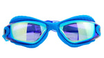 Close-up of Bling2O Time to Explore Swim Goggles for kids with mirrored lenses, designed for comfort, shown against a white background.