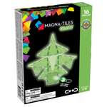 Magnatiles Glow 16-Piece Set features green translucent magnetic tiles and an LED light; ideal for ages 3-99 and perfect for STEAM learning fun.