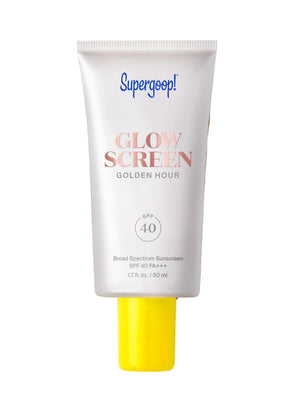 Supergoop Glowscreen SPF 40 in Golden Hour, 1.7 fl. oz., provides a luminous finish and all-day hydration for radiant, protected skin.