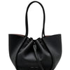 Large Ruched Soft Pebbled Calf Tote - Black