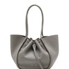 Large Ruched Soft Pebbled Calf Tote - Slate