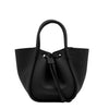 Small Ruched Soft Pebbled Calf Tote - Black