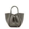 Small Ruched Soft Pebbled Calf Tote - Slate