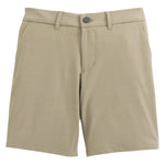 The Johnnie-O Boys' Mulligan Jr. Performance Shorts feature stretch fabric, belt loops, a front button closure, and side pockets, shown on a white background.