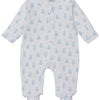 Baby Teddy Bear Time Printed Zip Footie - Light Blue