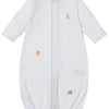 Baby' Safari Wild Hand Emb. Convertible Gown - Light Blue