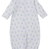 Baby Teddy Bear Time Convertible Gown - Light Blue