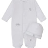 Baby Springtime Bunny Fun Footie & Hat Set - White/Silver