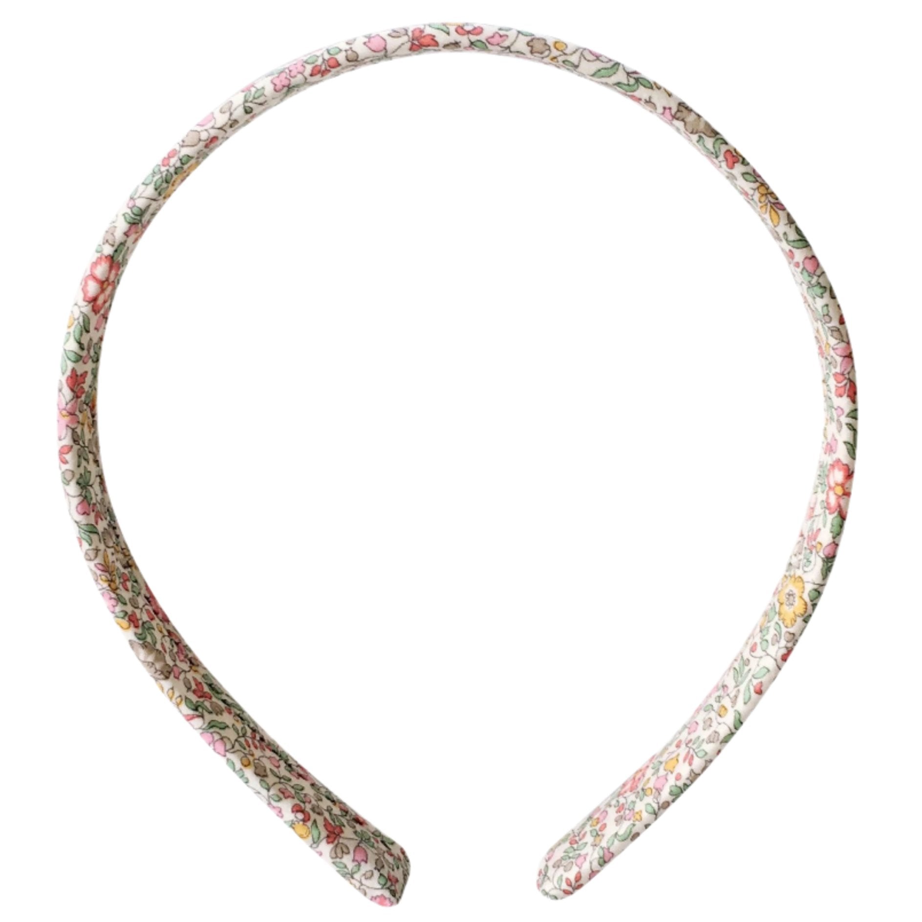 The Girls' Medium Plain Hairband by Milledeux showcases a vibrant floral design in Liberty Katie & Millie B fabric.